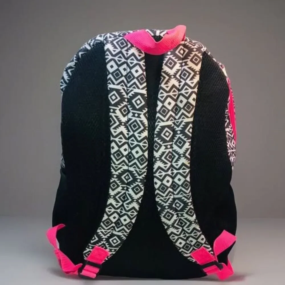 Selfie Queen -Queen Pug pink striped Backpack School Bag Book Bag